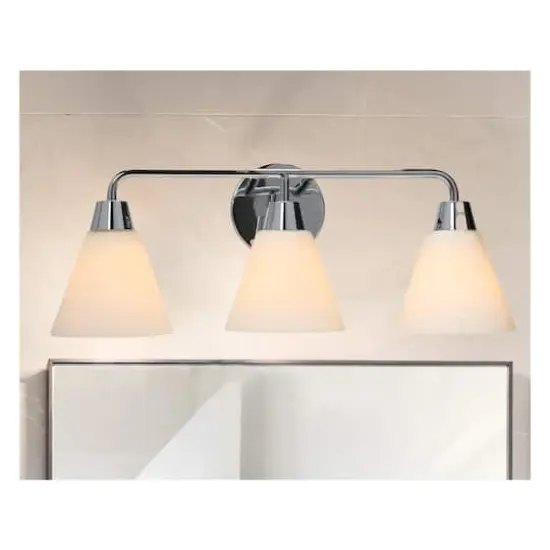 Hello Honey&reg; Robert Stevenson Lighting Brody Chrome Metal & Frosted Glass 3-Light Vanity Light {3}