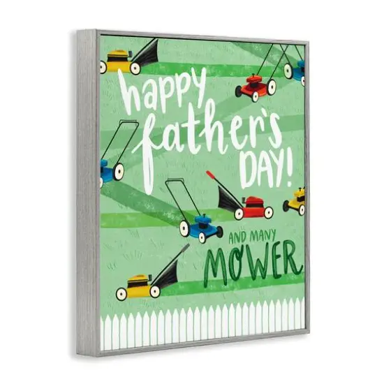 Stupell Industries Happy Father's Day Lawn Mowers Framed Giclee Art Gray {4}