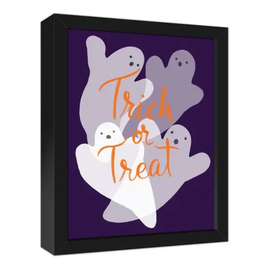 Trick or Treat Ghosts 12.73" x 15.73" Black Framed Canvas {3}
