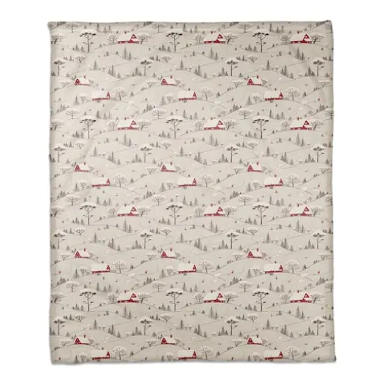 Snowy Village 50x60 Coral Fleece Blanket {1}