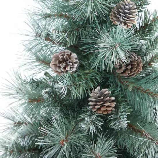 3.5ft. Pre-Lit Frosted Tip British Columbia Mountain Pine Artificial Christmas Tree in Gray Tripod Planter, Clear Lights {5}