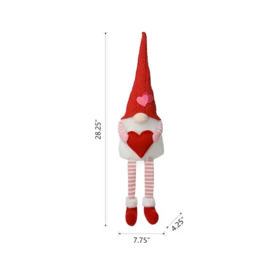 Glitzhome® 28.25" Fabric Valentine's Gnome Shelf Sitter with Dangling Legs {9}