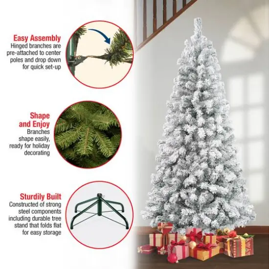 7.5 ft. Unlit Acacia Flocked Artificial Christmas Tree {6}