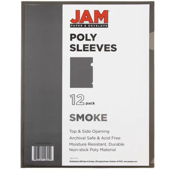JAM Paper 9" x 11.5" Plastic Sleeve Page Protectors, 120ct. Smoke Gray {4}