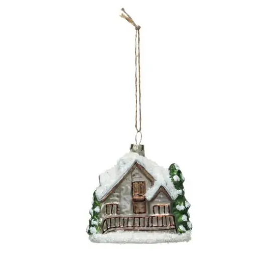 Hello Honey&reg; 3.5" Christmas Cabin Glass Ornament {1}
