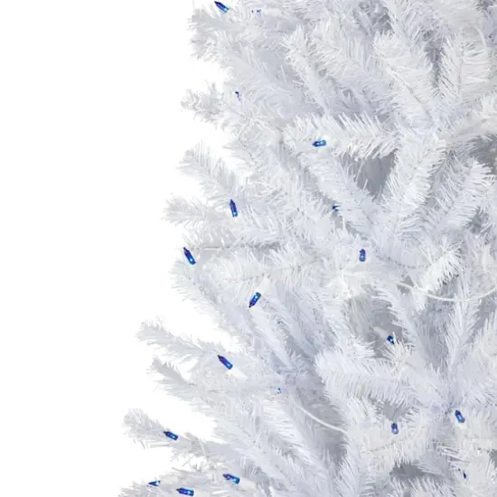 6.5ft. Pre-Lit Slim White Geneva Spruce Artificial Christmas Tree, Blue Lights {4}