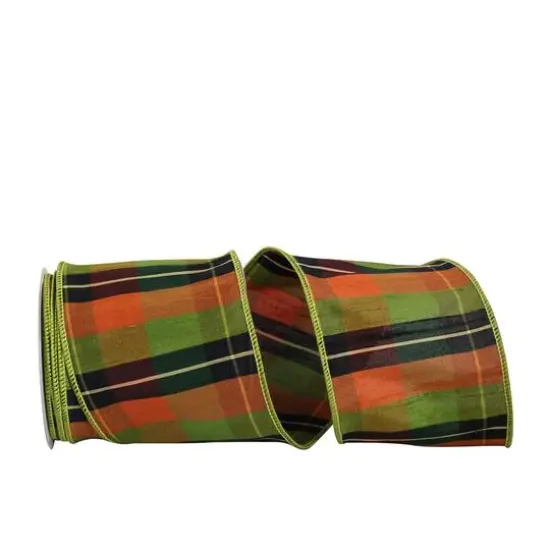 JAM Paper 4" x 10yd. Dupioni Wired Edge Grand Tonal Plaid Ribbon {1}