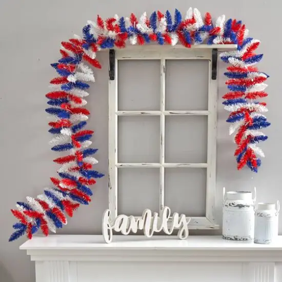 9ft. Warm LED Light Patriotic Garland {6}