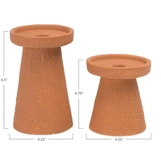 Hello Honey&reg; Stoneware Pillar & Taper Candle Holders Terracotta {7}