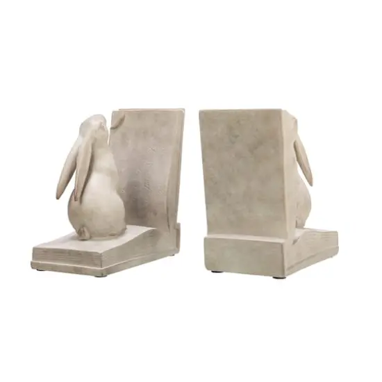 Hello Honey&reg; 6" White Finish Bunny Rabbit Bookends Set {5}