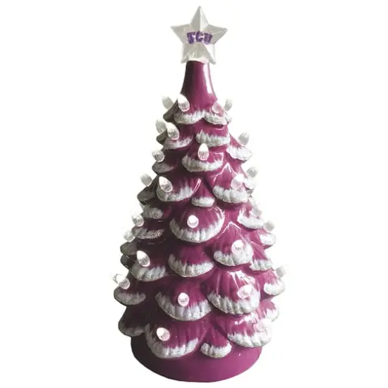 Santa's Workshop 14" NCAA College Team Ceramic LED Christmas Tree Texas Christian University {1}