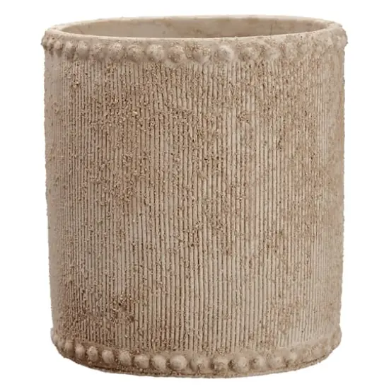 6.5" Beige Textured Cement Container {1}