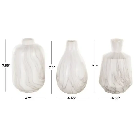 White Ceramic Marble Inspired Vase Set {8}