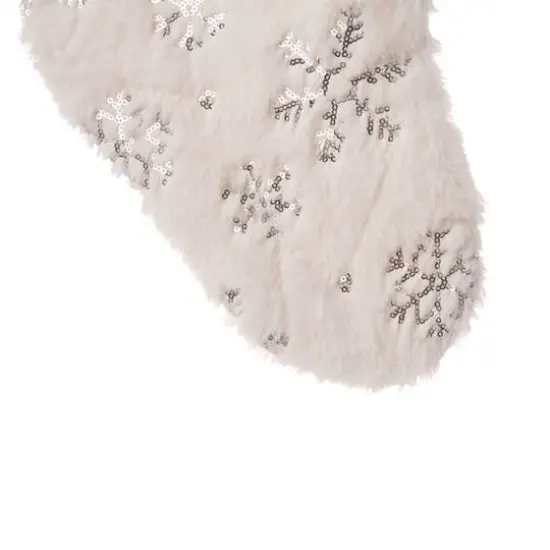 Glitzhome&reg; 21" White Plush Snowflake Stocking, Set Of 2 {7}