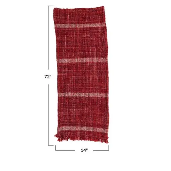Hello Honey&reg; 72" Red Woven Wool Table Runner with Stripes {4}