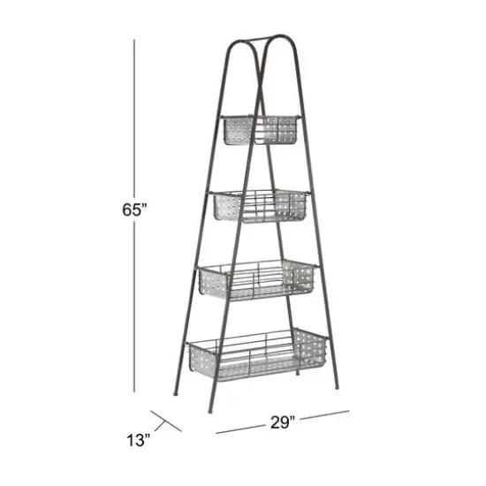 Farmhouse Black Metallic 4-Tier Storage Rack {8}