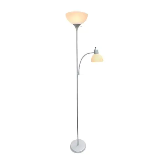 Simple Designs 71.5" Floor Lamp with Reading Light Silver {3}