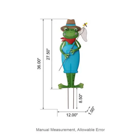 Glitzhome&reg; 36" Metal Standing Frog Yard Stake {4}