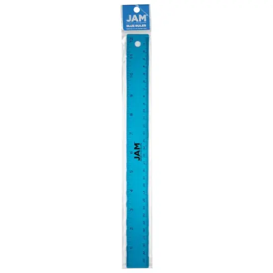 JAM Paper Metallic Stainless Steel Ruler Blue {4}