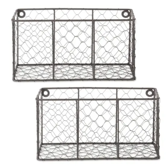 DII&reg; Small Gray Wall Mount Chicken Wire Baskets, 2ct. {1}