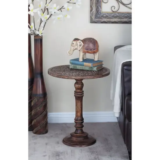 Brown Mango Wood Traditional Accent Table {7}