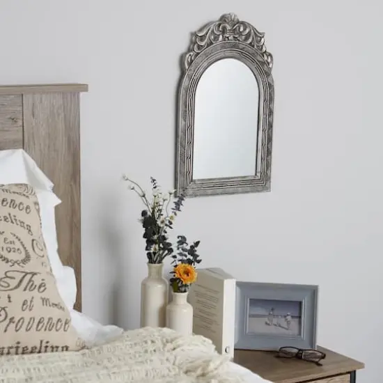 Arched-Top Antique Silver Wall Mirror {3}
