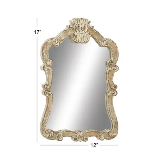 Cream Vintage Wood Wall Mirror, 39" x 25" {8}