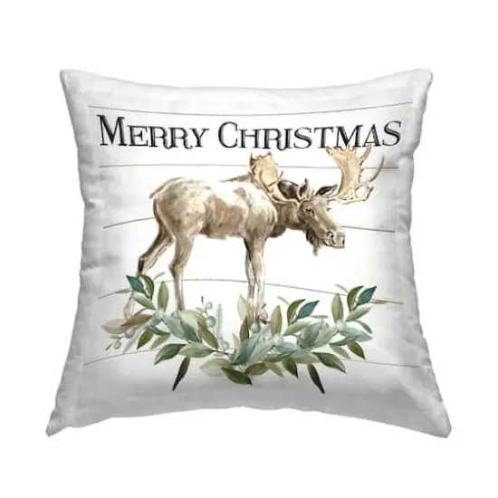 Stupell Industries Merry Christmas Botanical Moose Throw Pillow {1}