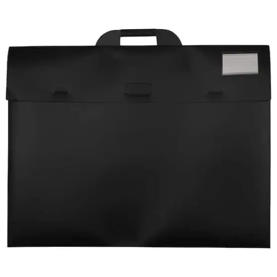 JAM Paper Black Thin Portfolio File Carry Cases with Handles Set {4}