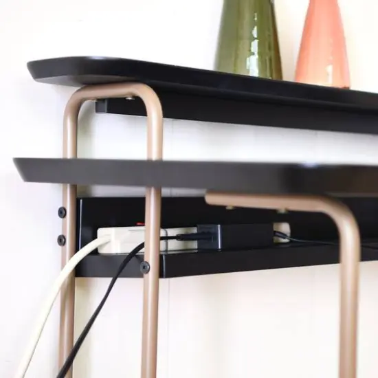 Hello Honey® Pacifica Mid-Century Modern Computer Desk Gold/Black {6}