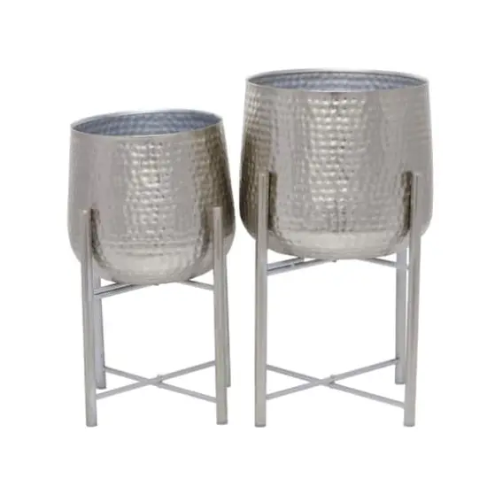 Silver Transitional Planter, Set of 2" 19", 16" {9}