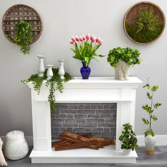 22" Mauve Dutch Tulip Arrangement in Blue Vase {5}