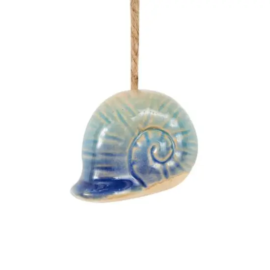 23" Blue Ceramic Light House Ombre Windchime with Shell & Starfish Accents {6}