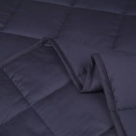 Glitzhome&reg; Navy Blue Cotton Shell Quilted Weighted Blanket with Polyester Filling {4}