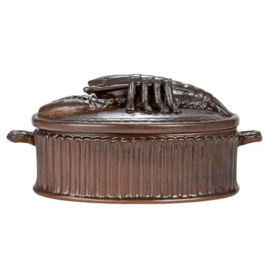 Hello Honey&reg; 12.25" Matte Brown Stoneware Baker with Lobster Design {7}