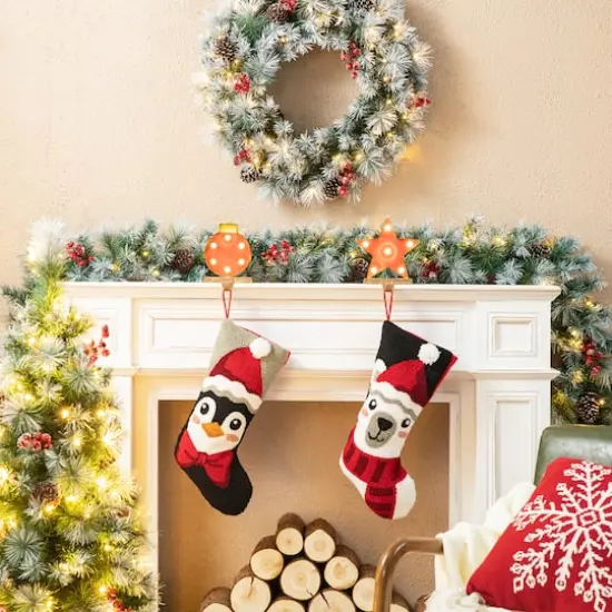 Glitzhome&reg; 20.5" Polar Bear & Penguin Hooked Stocking Set {3}