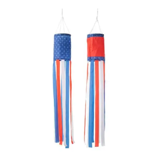 Glitzhome® 44" Patriotic Americana Uncle Sam Hat & Fireworks Windsocks Set {8}
