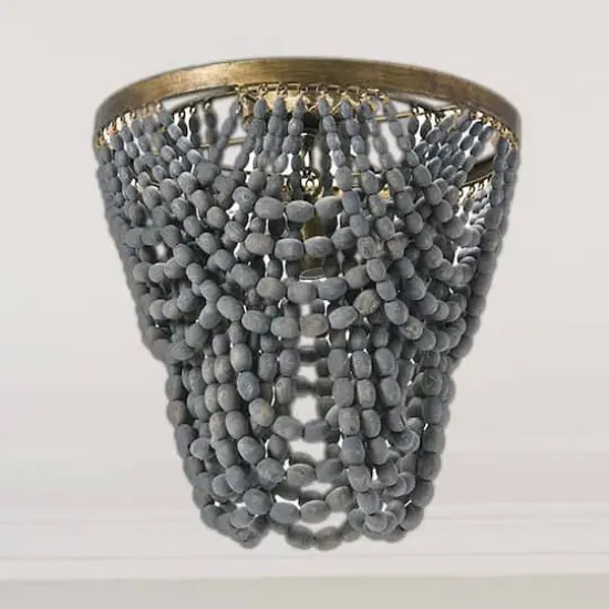 Hello Honey® 2-Tier Draped Wood Bead Semi-Flush Mount Ceiling Light Light Gray {4}