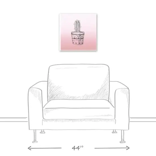 Pink Single Potted Cactus 16" x 16" Canvas Wall Art {4}