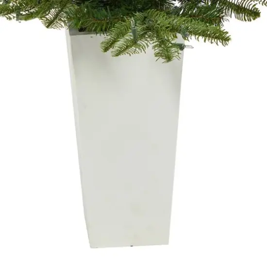 4.5ft. Pre-Lit Layered Washington Spruce Artificial Christmas Tree In White Planter, Clear LED Lights {7}