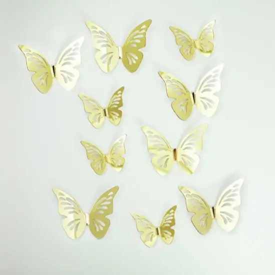 RoomMates 3D Gold Butterflies Peel & Stick Mirror Decals {5}