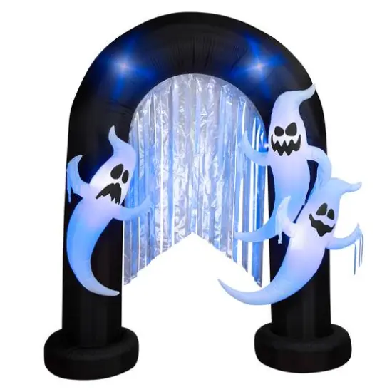 9ft. Airblown&reg; Halloween Inflatable Ghost Archway with Flickering Black Lights & Metallic Streamers {1}