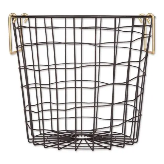DII&reg; Small Round Black Metal Basket with Gold Handles {1}