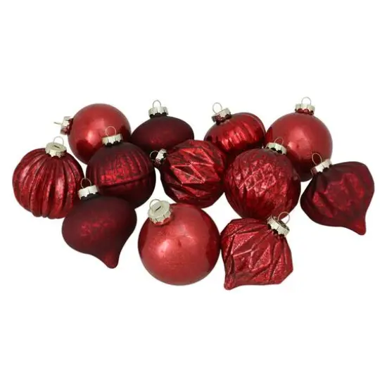 12ct. Red Mercury Glass Style Glass Ornaments {1}