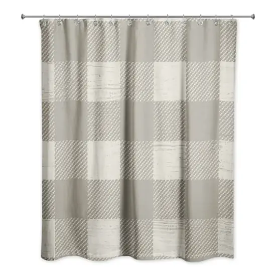 Taupe Buffalo Check Shower Curtain {1}
