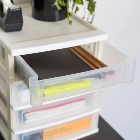 IRIS White 4-Drawer Desktop Plastic Drawer Organizer {12}