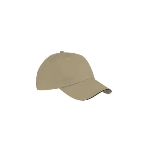 Port & Company® Washed Twill Sandwich Bill Cap Khaki/Black {1}