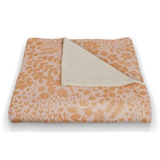 Dainty Floral Coral Fleece Blanket Orange {3}