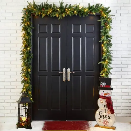 Glitzhome&reg; 9ft. LED Greenery Pinecone Christmas Garlands, 2ct. {3}