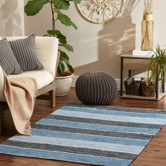 DII&reg; Color Block Cotton Chindi Rug, 4ft. x 6ft. Denim {4}